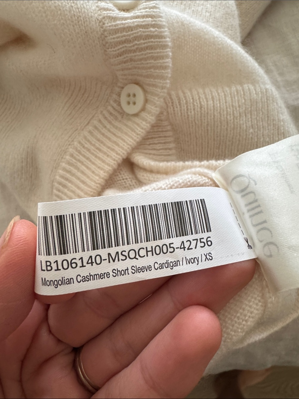 Quince Cream 100% Cashmere short sleeve cardigan - Picture 12 of 12